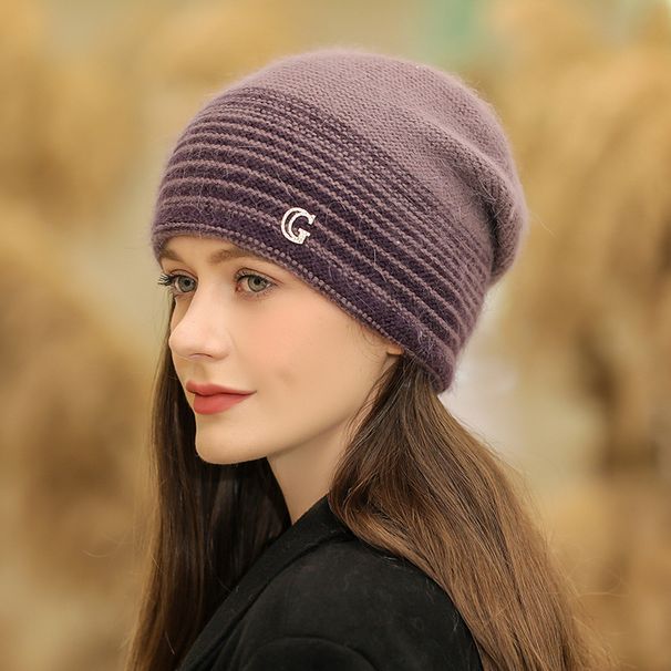 Wollmütze für neue Mütter im Western-Stil für den Herbst, warme und vielseitige Strickpullovermütze aus Kaninchenhaar für den Winter für Damen_voghion.com