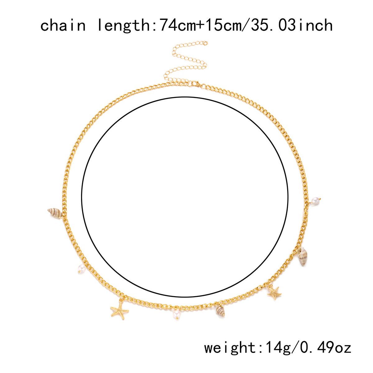 Starfish Conch Pearl Necklace For Women Exaggerated Beach Vacation Style New Shell Single Circle Waist Chain Accessory_voghion.com