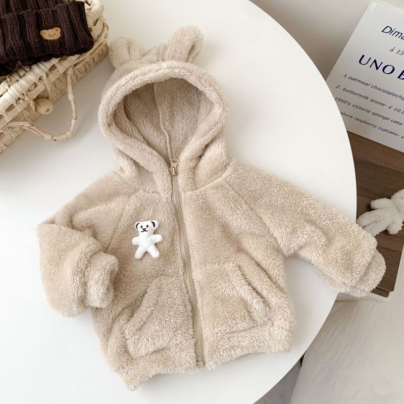Baby clothing winter bear plush cute coat baby plus cashmere warm foreign style thick coat fashion clothing_voghion.com