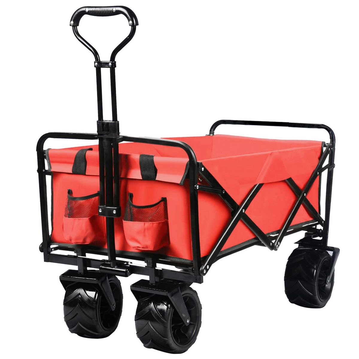 Collapsible Heavy Duty Beach Wagon Cart Outdoor Folding Utility Camping Garden Beach Cart With Universal Wheels Adjustable Handle Shopping_voghion.com