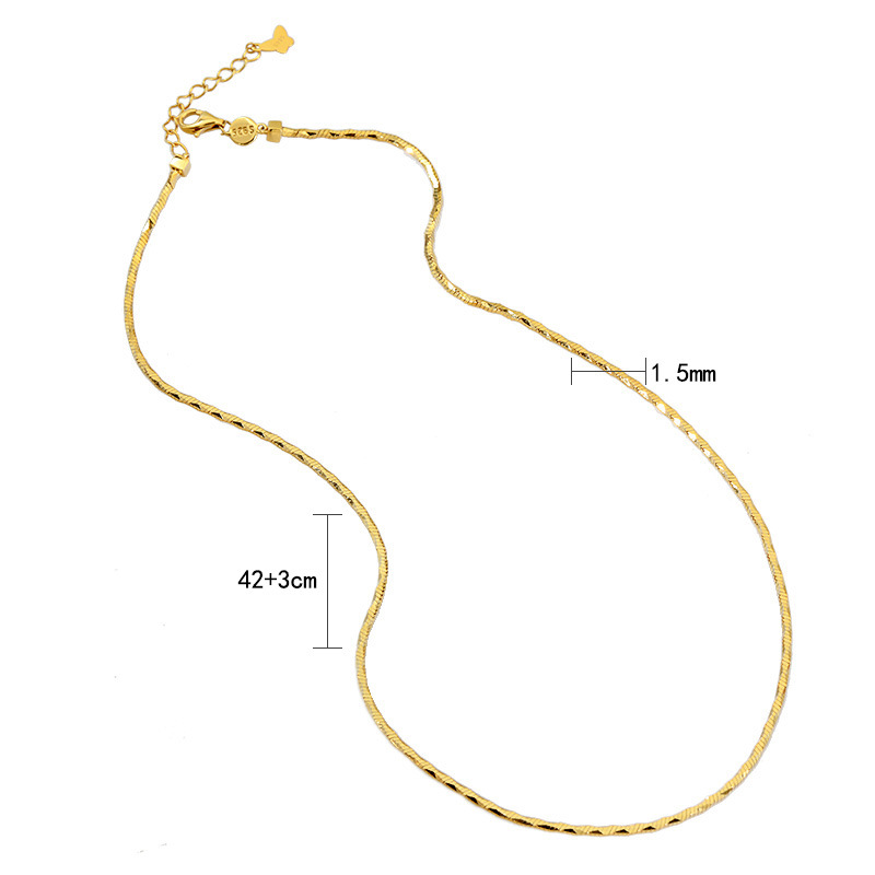 Disco Fashion Necklace Octagonal Snake Bone Chain Female Niche Popular Korean Style INS Style Electroplated Gold-plated Light Luxury Necklace_voghion.com
