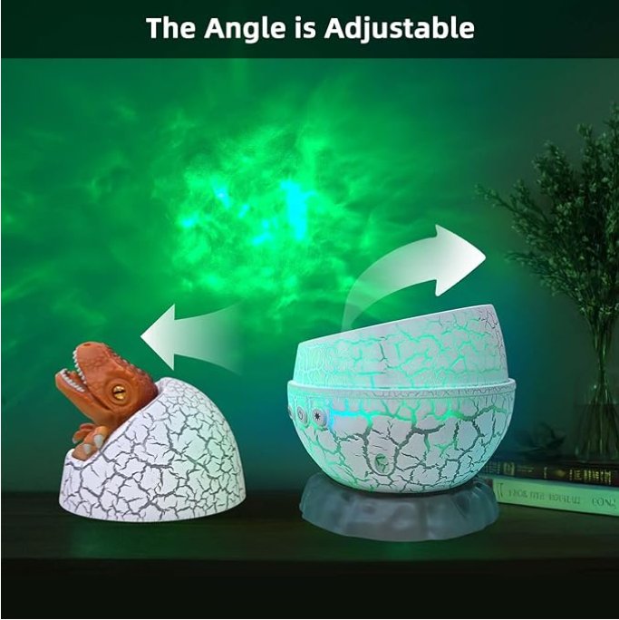 Dinosaurus-ei-sterrenlichtprojectielamp, fantasierijke prehistorische sterrenhemel, verlichte kinderdroomtijd, USB-voeding, afstandsbediening en timer_voghion.com