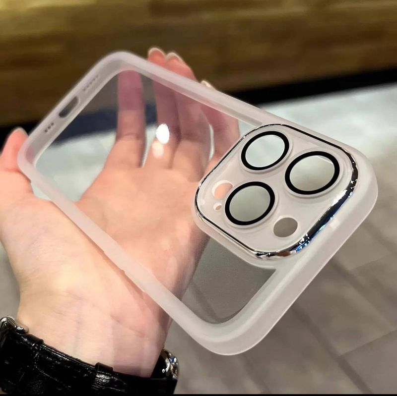 Custodia in silicone trasparente premium a corpo intero per iPhone 15 Pro/14 Pro Max - Protezione integrata per l'obiettivo della fotocamera e rivestimento antigraffio_voghion.com