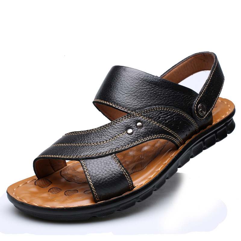 Men’s Shoes Summer New Men's Sandals Men's Leather Beach Shoes Casual Men's Shoes Fashion Slippers_voghion.com