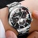 Men's Sports Quartz Watch - Stainless Steel Band, Luminous Hands, Calendar Display, Non-Mechanical Wristwatch For Boys & Men_voghion.com