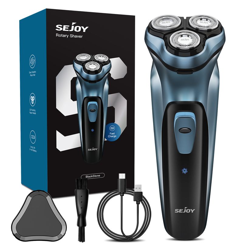 Rasoir électrique SEJOY pour hommes, rasoir sans fil rechargeable, tondeuse rotative pour favoris_voghion.com