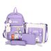 Four Piece Student Backpack For Girls, Elementary School Students, Junior High School Students Canvas Contrasting Color Backpack_voghion.com
