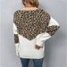 Pullover mit V-Ausschnitt und Leopardenmuster in Kontrastfarbe_voghion.com