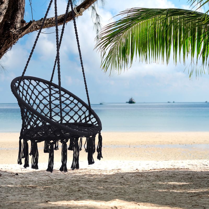 Hammock Chair Macrame Swing Max 330 Lbs Hanging Cotton Rope Hammock Swing Chair for Indoor and Outdoor_voghion.com