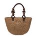 Borsa a mano in paglia tailandese intrecciata con perline di legno, grande capacità, borsa da viaggio estiva in rattan, da spiaggia e da vacanza sottobraccio_voghion.com