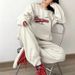 Vintage-Inspired Women's Casual Tracksuit Set - Loose Fit Hoodie & Jogger Pants, Comfortable Polyester Fabric, 3D Print Design, S-XXL (Grey)_voghion.com