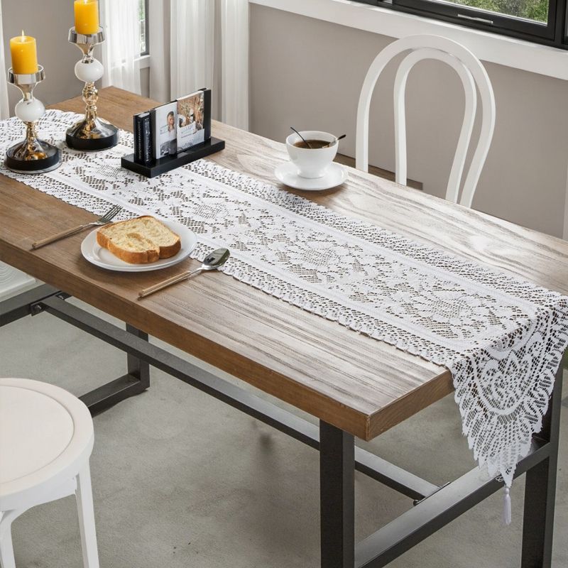 Warp Knitted Lace Tassel Table Runner Home Decoration Dining Table Table Cloth Table Runner Decoration_voghion.com