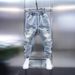Men's Multi-Pocket Work Jeans – Loose Cuff Washed Denim Pants, Retro Utility Style With Nine-Point Harem Fit_voghion.com