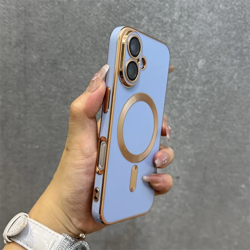 Luxus für magnetische Beschichtung Rahmen Telefon Fall für iPhone 11 12 13 14 15 16 Plus Pro Max Wireless Charge Soft Siicon Abdeckung_voghion.com