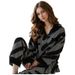 Ensemble pyjama à revers en soie glacée, manches longues, pantalon, motif zèbre, mode féminine_voghion.com