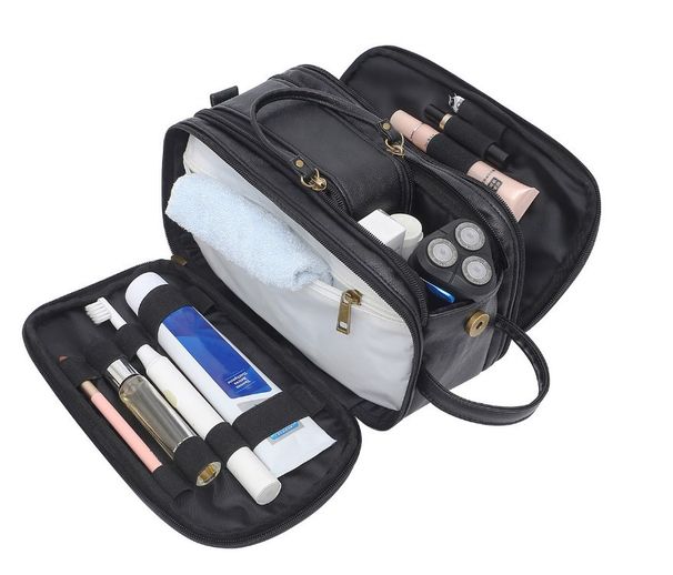 Men's Dopp Kit - Large Travel Toiletry Bag PU Leather Waterproof Shaving Organizer Multiple Compartments_voghion.com