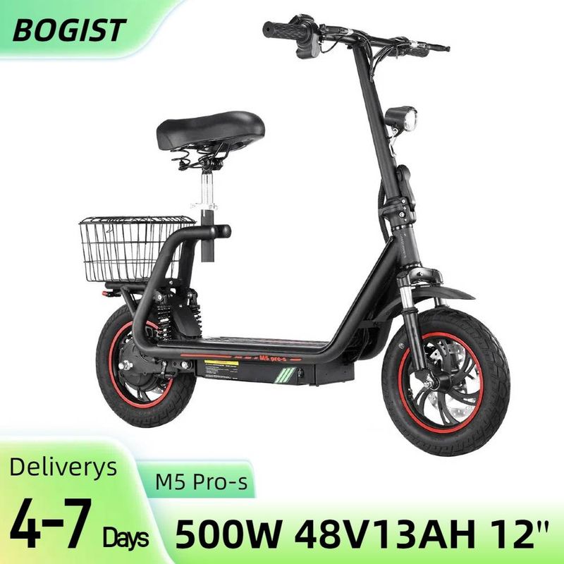 Bogist M5 Pro-S 12" skládací elektrická koloběžka 500W motor 48V 13Ah baterie se sedadlem_voghion.com