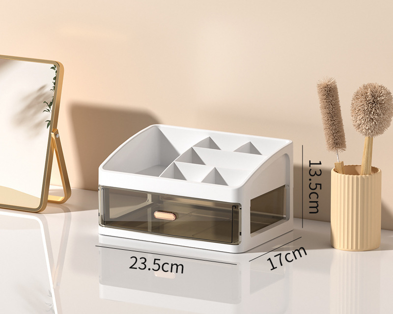 Storage Desktop Multi Layer Cosmetic Box Transparent Drawer Box Desktop Box Data Cable Box_voghion.com