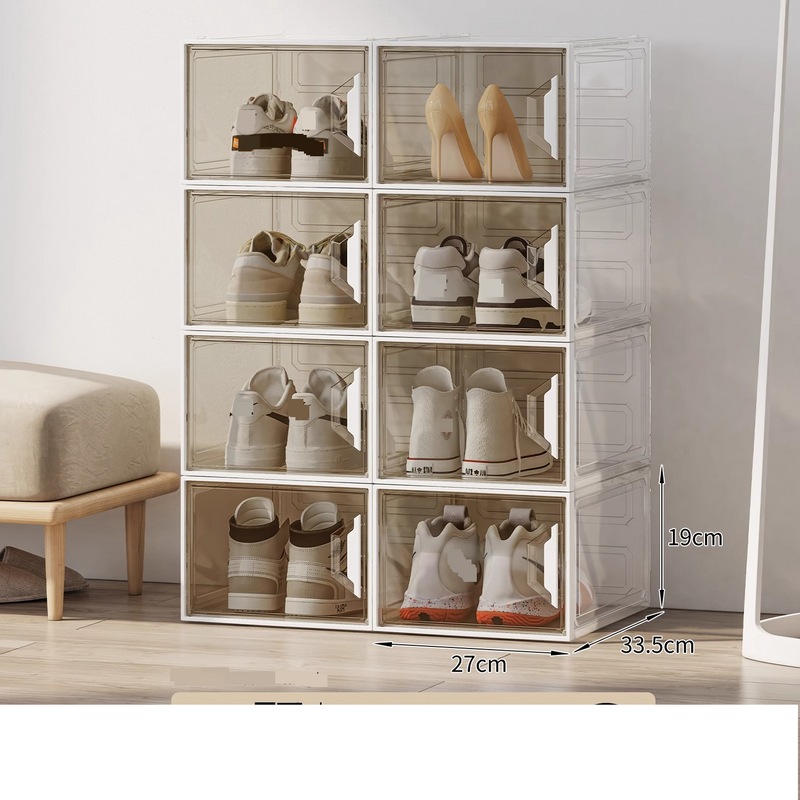 Shoe Box With Lid Transparent Shoe Storage Box Space Saving Artifact Plastic Dustproof Combination Shoe Cabinet Magnetic Door Can Be Stacked_voghion.com