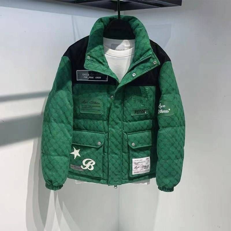 Men's Clothing 25 New Winter Embroidery Retro Loose Hooded Bread Coat Unisex Fashion Down Jacket_voghion.com