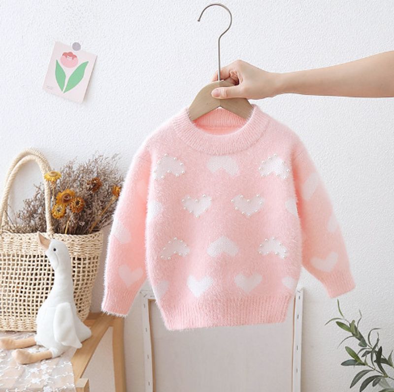 Children's Mink Fleece Sweater Thickened Autumn And Winter New Korean Version Baby Pullover Knitted Girl Love Bottoming Shirt_voghion.com