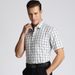 Lightweight and Comfortable Cotton Short Sleeve Shirt with Absorbent Large Grid Print and Turn-Down Collar for Men_voghion.com