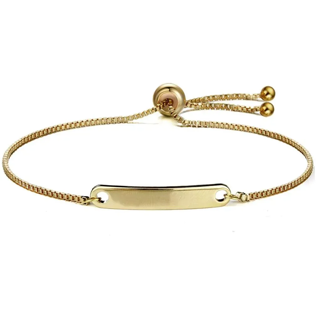 Bracciale in acciaio inossidabile con barra vuota in oro con nome personalizzato, braccialetti con ciondolo iniziale per donne, gioielli personalizzati_voghion.com