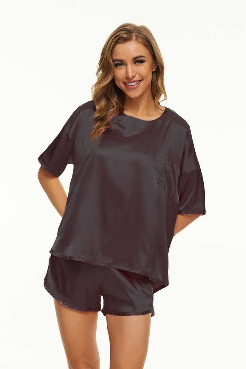 Homewear-Pyjama, zweiteiliger Freizeitanzug für Damen im Satin-Stil_voghion.com