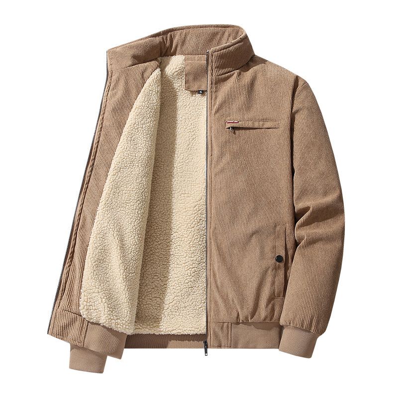 High quality windproof warm corduroy for men in autumn winter, plus oversized casual and thick velvet jacket_voghion.com