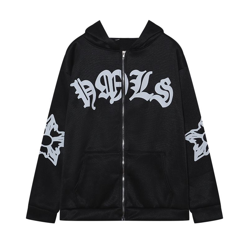Women's new street hooded foam zipper hooded sweatshirt_voghion.com