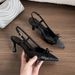 Sheepskin Style Pointed High-heeled Shoes For Women Slim Heels, Spring New Design With Bow, Shallow Mouth, Straight_voghion.com