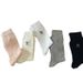 Lente/Zomer Melkwitte Slim JK Damessokken, Strik Mid Calf Ballet Stijl, Uitgesneden Gestapelde Sokken,_voghion.com