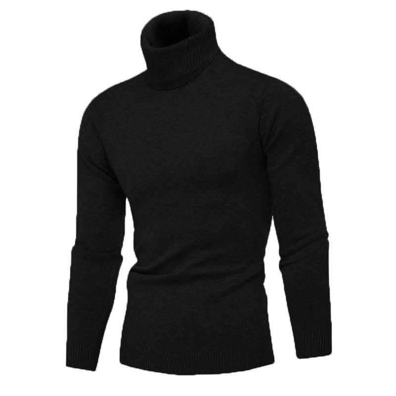 Unisex autumn and winter men's turtleneck sweater slim solid color pen stripe pullover base sweater_voghion.com