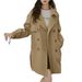 Khaki Temperament Trench Coat For Women Spring And Autumn New Item, Short Ja, Coat, British Style Mid Length_voghion.com