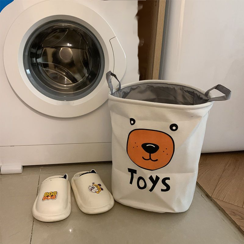 Bonita cesta de tela de doble capa para el hogar con dibujos animados, bolsa de lavandería plegable para el baño, cesta para ropa sucia_voghion.com