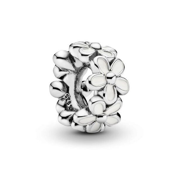 Braccialetto di perline distanziatore con fiore di margherita bianco placcato in argento, retro fai da te, perline sciolte_voghion.com