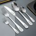 Set di posate in acciaio inossidabile: coltello da bistecca, forchetta, cucchiaio e set da tè lucidati a specchio con incisioni floreali vintage, posate in acciaio inossidabile 410 di alta qualità_voghion.com