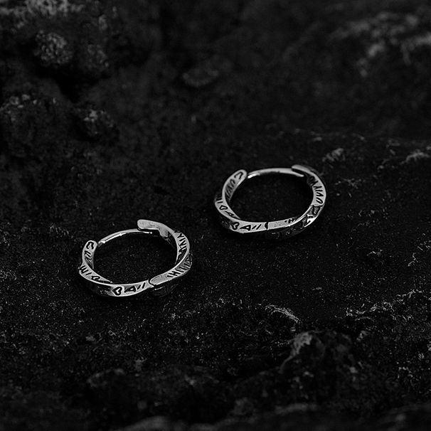 Orecchini vintage in argento 925 anticato per uomo e donna - Orecchini a bottone con design a spirale e incisione, gioielli unisex punk e gotici_voghion.com