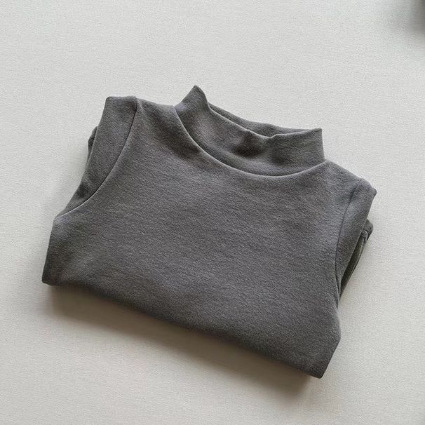 Maglietta base per bambini di piccola e media taglia, in cotone e cashmere elasticizzato, stile coreano, autunno e inverno, versatile, abbigliamento per bambini_voghion.com