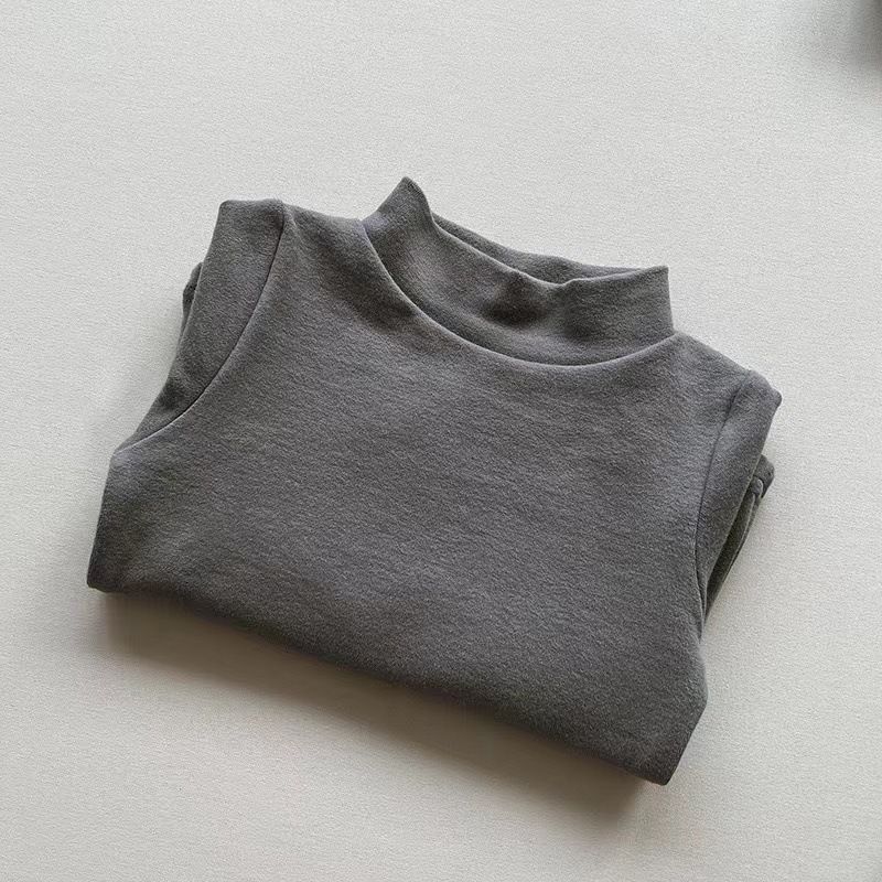 Korean Style Autumn And Winter New Small And Medium Children's Base Shirt Cotton Cashmere Stretch Top Versatile Base Shirt Children's Clothing_voghion.com