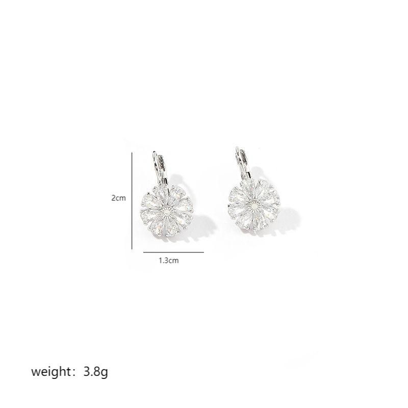 Spring New Fresh Flower Earrings Women's Colorful Daisy Zircon Simple Earrings Korean Edition Cute and Fashionable Earrings Daily Versatile Item_voghion.com