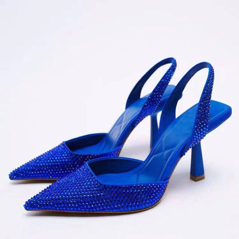 Grouss Gréisst Damen Sandalen Summer New Rhinestone High Heels Modesch Sexy Bright Diamond Shallow Mouth Women's Single Shoes_voghion.com