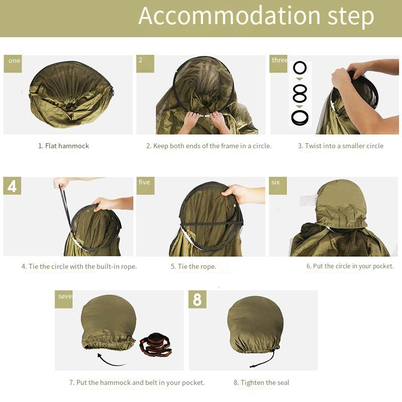 Automatic quick opening hammock with mosquito net outdoor single and double nylon cloth camping pole mosquito net hammock mosquito hammock_voghion.com