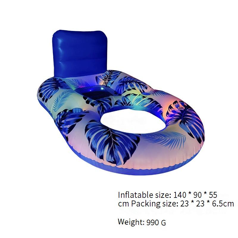 Double-Hole Leaf Print Inflatable Pool Lounge Chair With Mesh Back - Breathable & Comfortable Floating Bed (Heavy-Duty PVC Quick-Dry Fabric)​​_voghion.com