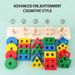 Montessori Wooden Geometric Shape Five Sets of Columns Blocks Assembling Children's Enlightenment Early Education Puzzle Toys_voghion.com