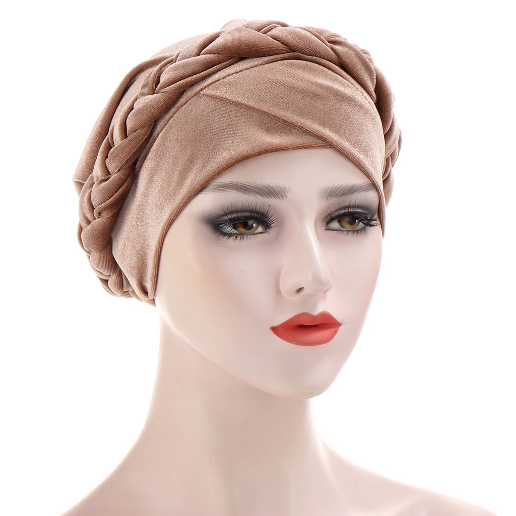 new turban hat multi-color velvet single color single braid hat  fashion pullover hat in stock_voghion.com