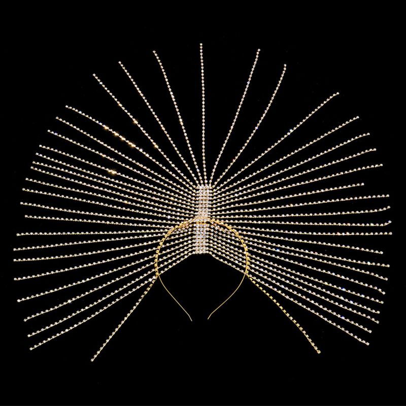 jewelry luxury short tassel Hair chain exaggerated stage performance rhinestone headdress Hair chain_voghion.com