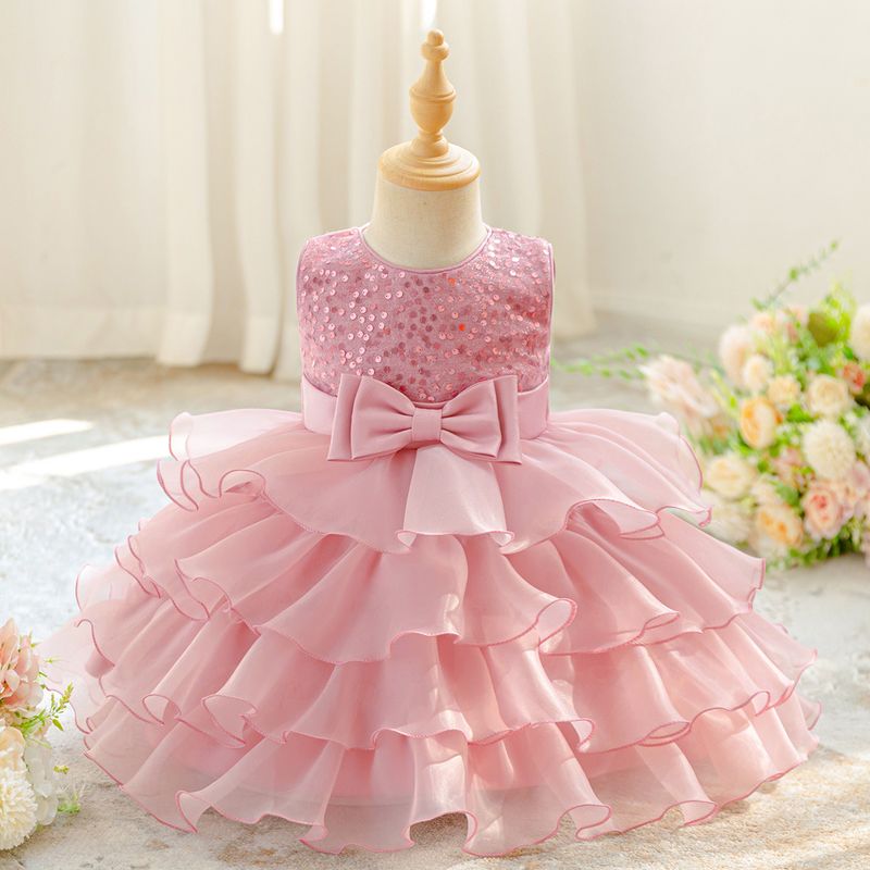 Baby Girls' Clothing Princess Dress Bow Multi Layer Mesh Dress Fluffy Cake Dress Children's Birthday Dress_voghion.com