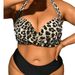 Maillot de bain grande taille pour femme, bonnets rigides, grande taille, deux pièces, taille haute, imprimé léopard_voghion.com