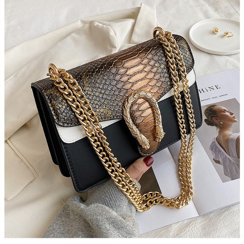 Cross-border Women's Bag 2022 New Niche High-end One-shoulder Armpit Bag Crocodile Pattern Retro Chain Messenger Bag Bags_voghion.com